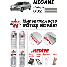 Wulberg Renault Megane Gümüş Gri 632 Rötuş Boya 25 ml + Vernik Iğne & Fırça Uçlu Kalıcı Çizik Giderici