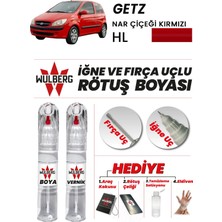 Wulberg Hyundai Getz Nar Çiçeği Kırmızı Hl Rötuş Boya 25 ml + Vernik Iğne & Fırça Uçlu Kalıcı Çizik Giderici