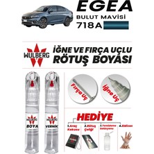 Wulberg Fiat Egea Bulut Mavisi 718A Rötuş Boya 25 ml + Vernik Iğne & Fırça Uçlu Kalıcı Çizik Giderici