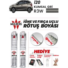 Wulberg Hyundai I20 Kumsal Gri R3W Rötuş Boya 25 ml + Vernik Iğne & Fırça Uçlu Kalıcı Çizik Giderici