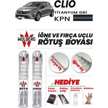 Wulberg Renault Clio Titanyum Gri Kpn Rötuş Boya 25 ml + Vernik Iğne & Fırça Uçlu Kalıcı Çizik Giderici