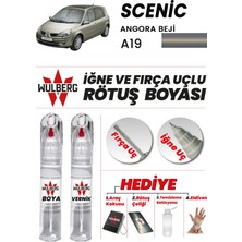 Wulberg Renault Scenic Angora Beji A19 Rötuş Boya 25 ml + Vernik Iğne & Fırça Uçlu Kalıcı Çizik Giderici