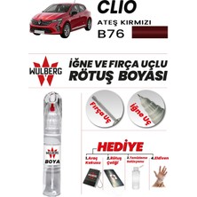 Wulberg Renault Clio Ateş Kırmızı B76 Rötuş Boya 25 ml Iğne & Fırça Uçlu Kalıcı Çizik Giderici
