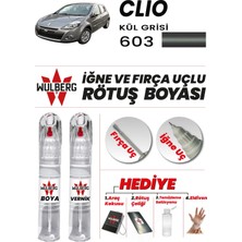 Wulberg Renault Clio Kül Grisi 603 Rötuş Boya 25 ml + Vernik Iğne & Fırça Uçlu Kalıcı Çizik Giderici