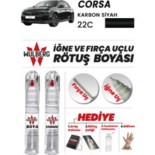Wulberg Opel Corsa Karbon Siyah 22C Rötuş Boya 25 ml + Vernik Iğne & Fırça Uçlu Kalıcı Çizik Giderici