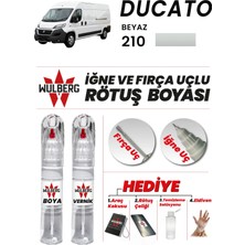 Wulberg Fiat Ducato Beyaz 210 Rötuş Boya 25 ml + Vernik Iğne & Fırça Uçlu Kalıcı Çizik Giderici