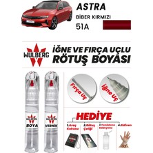 Wulberg Opel Astra Biber Kırmızı 51A Rötuş Boya 25 ml + Vernik Iğne & Fırça Uçlu Kalıcı Çizik Giderici