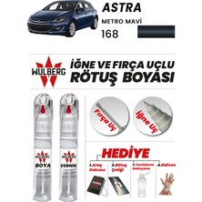 Wulberg Opel Astra Metro Mavi 168 Rötuş Boya 25 ml + Vernik Iğne & Fırça Uçlu Kalıcı Çizik Giderici