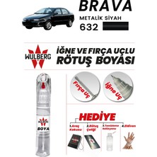 Wulberg Fiat Brava Metalik Siyah 632 Rötuş Boya 25 ml Iğne & Fırça Uçlu Kalıcı Çizik Giderici Rutuş