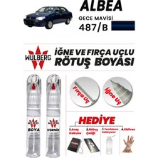 Wulberg Fiat Albea Gece Mavisi 487/B Rötuş Boya 25 ml + Vernik Iğne & Fırça Uçlu Kalıcı Çizik Giderici
