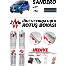 Wulberg Renault Sandero Mavi Rnf Rötuş Boya 25 ml + Vernik Iğne & Fırça Uçlu Kalıcı Çizik Giderici