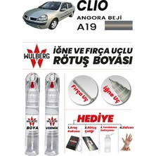 Wulberg Renault Clio Angora Beji A19 Rötuş Boya 25 ml + Vernik Iğne & Fırça Uçlu Kalıcı Çizik Giderici