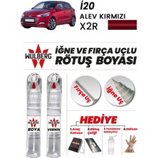 Wulberg Hyundai I20 Alev Kırmızı X2R Rötuş Boya 25 ml + Vernik Iğne & Fırça Uçlu Kalıcı Çizik Giderici