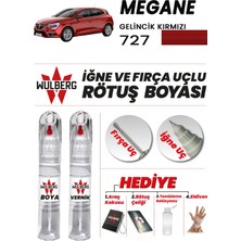 Wulberg Renault Megane Gelincik Kırmızı 727 Rötuş Boya 25 ml + Vernik Iğne & Fırça Uçlu Kalıcı Çizik Giderici