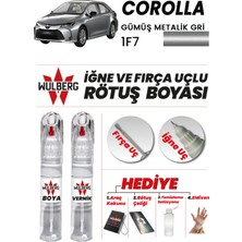 Wulberg Toyota Corolla Gümüş Gri 1f7 Rötuş Boya 25 ml + Vernik Iğne & Fırça Uçlu Kalıcı Çizik Giderici