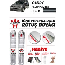 Wulberg Volkswagen Caddy Platinyum Gri LD7X Rötuş Boya 25 ml + Vernik Iğne & Fırça Uçlu Kalıcı Çizik Giderici