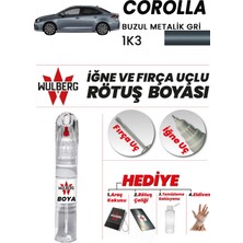Wulberg Toyota Corolla Buzul Metalik Gri 1k3 Rötuş Boya 25 ml Iğne & Fırça Uçlu Kalıcı Çizik Giderici