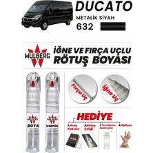 Wulberg Fiat Ducato Metalik Siyah 632 Rötuş Boya 25 ml + Vernik Iğne & Fırça Uçlu Kalıcı Çizik Giderici