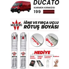 Wulberg Fiat Ducato Karmen Kırmızı 199 Rötuş Boya 25 ml + Vernik Iğne & Fırça Uçlu Kalıcı Çizik Giderici