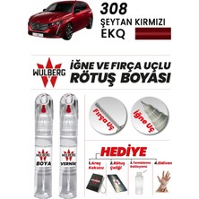 Wulberg Peugeot 308 Şeytan Kırmızı Ekq Rötuş Boya 25 ml + Vernik Iğne & Fırça Uçlu Kalıcı Çizik Giderici