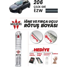Wulberg Peugeot 206 Çelik Gri Ezw Rötuş Boya 25 ml Iğne & Fırça Uçlu Kalıcı Çizik Giderici
