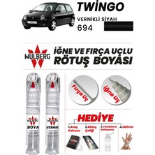 Wulberg Renault Twingo Vernikli Siyah 694 Rötuş Boya 25 ml + Vernik Iğne & Fırça Uçlu Kalıcı Çizik Giderici