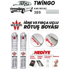 Wulberg Renault Twingo Kar Beyaz 389 Rötuş Boya 25 ml + Vernik Iğne & Fırça Uçlu Kalıcı Çizik Giderici