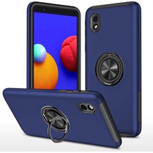 Durukar®  Samsung Galaxy A01 Core Kılıf Elit Yüzüklü Kapak - Lacivert
