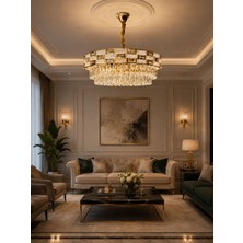 LED Yeni Model 45 cm Kristal Lüx Salon Avize Gold Renk Ithal Model