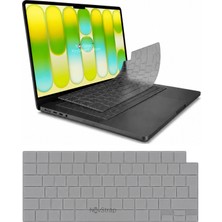 Novstrap Apple MacBook Neo 13 Inç (A18 Çip) A3404 ile Uyumlu Türkçe Q Gri Füme Silikon Klavye Koruyucu Kılıf