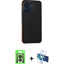 Pileli Store Pilelistore™ Redmi 13C Kılıf Eksen Işık - Siyah 3D Antistatik Seramik Nano Ekran Koruyucu + Raze Metal Kamera Lens - Sh