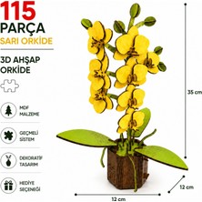 Algwood Sarı Orkide 3D Ahşap Maket – Renkli Mdf, 115 Parça Geçmeli Sistem Dekoratif Çiçek