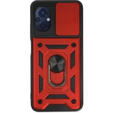 Mudanis Xiaomi Poco M5 Kılıf Pars Lens Yüzüklü Silikon - Kırmızı