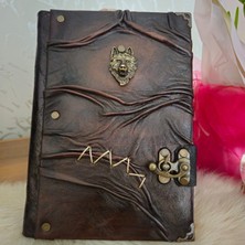 Legend Deri Kurt Figürlü Doğaçlama El Yapımı Hakiki Deri Şamua Kağıt Eskitme Hediyelik Anı Günlük Ajanda Defter