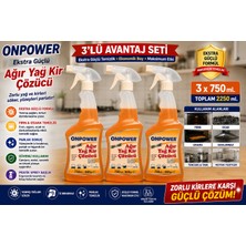 Powermax Onpower Ağır Yağ ve Kir Çözücü 750 ml x 3 Adet Toplam 2250 ml Ekonomik Set
