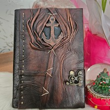 Legend Deri Çapa Doğaçlama El Yapımı Italyan Hakiki Deri Şamua Kağıt Eskitme Hediyelik Anı Günlük Ajanda Defter