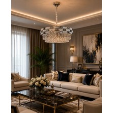 LED Yeni Model 45 cm Kristal Lüx Salon Avize Krom Renk Ithal Model