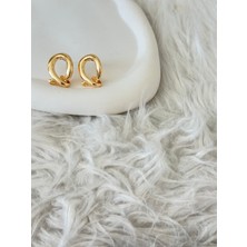 Revoia Modern Düğüm Detaylı Gold Küpe