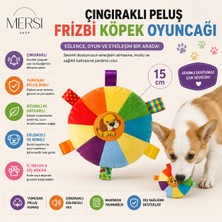 Mersi Shop Çıngıraklı Peluş Frizbi Köpek Oyuncağı 15 cm Renkli Evcil Hayvan Oyuncağı