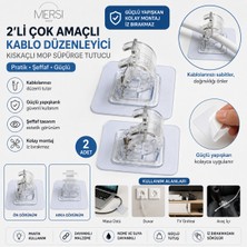 Mersi Shop 2'li Çok Amaçlı Yapışkanlı Kablo Düzenleyici Kıskaçlı Mop Süpürge Tutucu