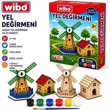Wibo Ahşap Yel Değirmeni Maketi Boyanabilir Kendin Yap Dıy Ahşap Hobi ve Sanat Seti