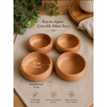 WoodBay 4 ’lü Kayın Ağacı Mini Çerezlik Sosluk 9 cm El Yapımı Ahşap Kase Kuruyemişlik Kahvaltılık Kase