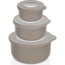 Qlux Ideas Qlux L-957 Qlife ( 3pcs SET=100ML+250ML+500ML ) Kapaklı Kase & Saklama Kabı Set ( Pencereli Şeffaf Kapak )*24=k