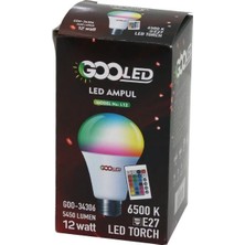 Gooled NO-L12 GOO-34306 ( 12W ) ( Kumandalı ) (Rgb=renkli) LED Ampul (E27) (5450 Lumen) (6500K) (15000 Saat ÖMÜR)*180
