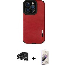 Pileli Store Pilelistore™ iPhone 14 Pro Max Kılıf Doruk Asil Koleksiyonu - Siyah Bilvis 3D Mat Cam Ekran Koruyucu + Raze Metal Kamera Lens - Gs