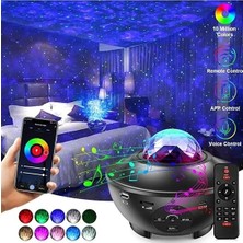 Egonex Yıldızlı Projektör Tavan Bulutsu Galaxy Lazer Işıklı Disko Topu Bluetooth Hoparlör Parti LED Lambası