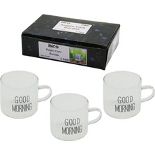 İbico Ibico İ22-139 ( Kulplu ) ( Good Mornıng & Kalın Çizgili Cam ) Kahve Yanı Bardak ( 90ML )*48=k