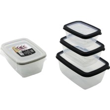 Qlux Ideas Qlux L-00771 Bio Extra (3pcs= 400-800-1600ML) Sızdırmaz Saklama Kabı Set (Şeffaf Pls.kap)*18=k