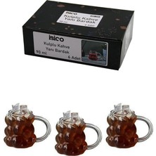 İbico Ibico İ22-137 ( 6pcs ) ( Kulplu ) ( Üzüm & Kabarcıklı Cam ) Kahve Yanı Bardak ( 90ML )*24=k