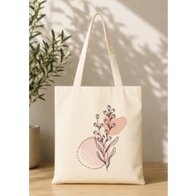 Eylül Design Vintage Boho Desenli Baskılı Ham Bez Çanta Organik Tote Bag